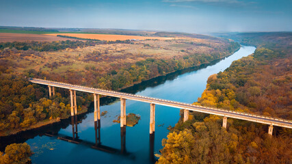 Bridge over the river in Ukraine