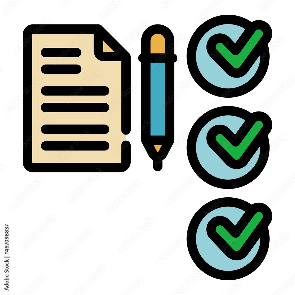 Aufkleber done marks icon. outline done marks vector icon color flat isolated