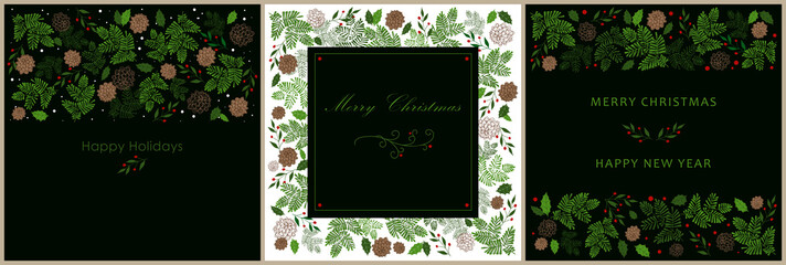 Merry Christmas and Happy New Year 2022. A set of vector illustrations. greeting card template, banner in social networks.