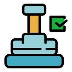 Done stamp con. Outline done stamp vector icon color flat isolated