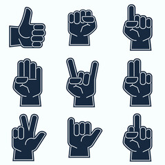 Set line icons of hand gesture, vector

