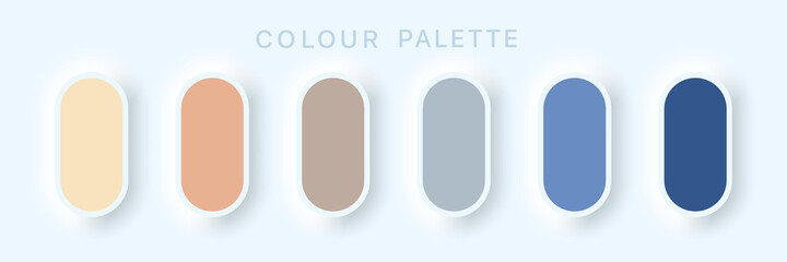 Obraz premium Guide Palette Catalog. Samples Pastel colors. Colorful soft buttons or vivid color spheres flat. Neomorphism Vector illustration