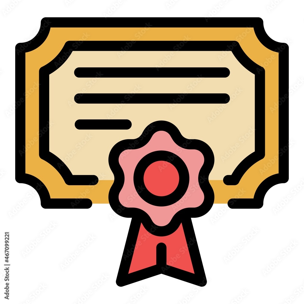 Poster quality certification icon. outline quality certification vector icon color flat isolated