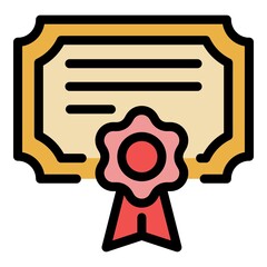 Quality certification icon. Outline quality certification vector icon color flat isolated