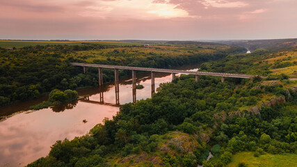 Bridge over the river in Ukraine