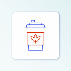 Line Coffee cup to go icon isolated on white background. Colorful outline concept. Vector