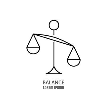 Life balance line icon concept. Simple linear scales outline stroke element. Psychologist counseling. difficult to make a decision. Editable stroke vector illustration