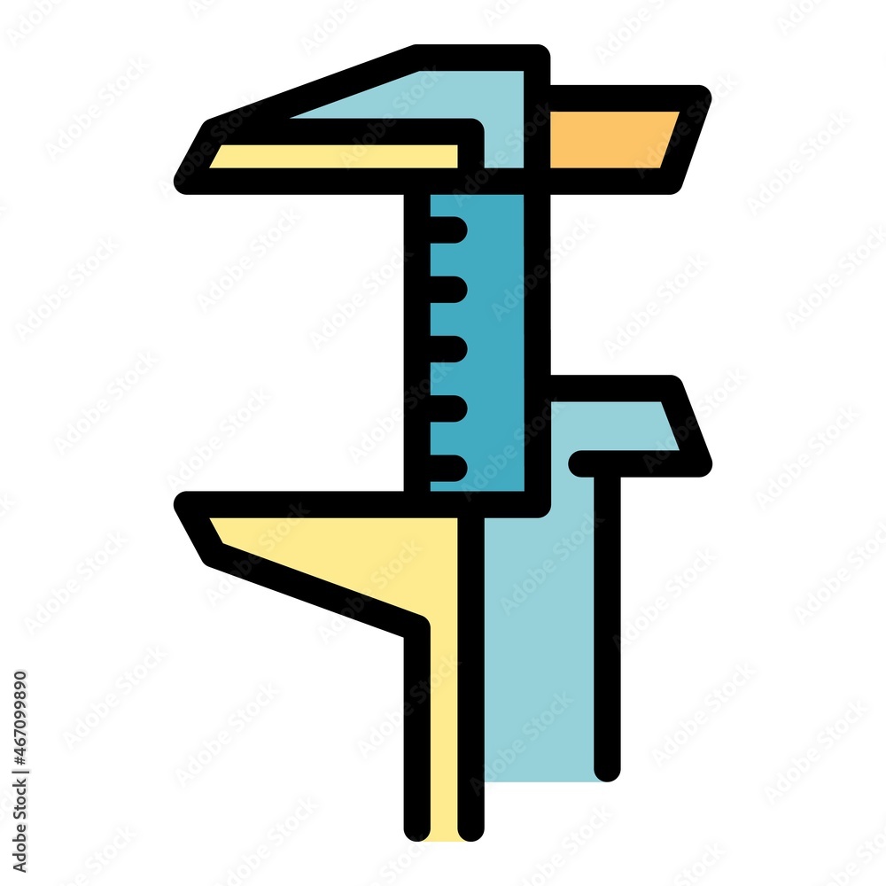 Poster engineer caliper icon. outline engineer caliper vector icon color flat isolated