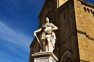 Fototapeta na wymiar Arezzo cathedral and Ferdinando I statue