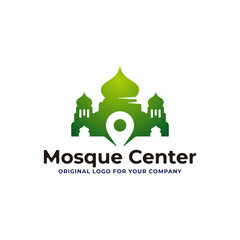 Mosque center. Islamic logo design template.