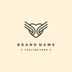 Creative modern love wings logo design