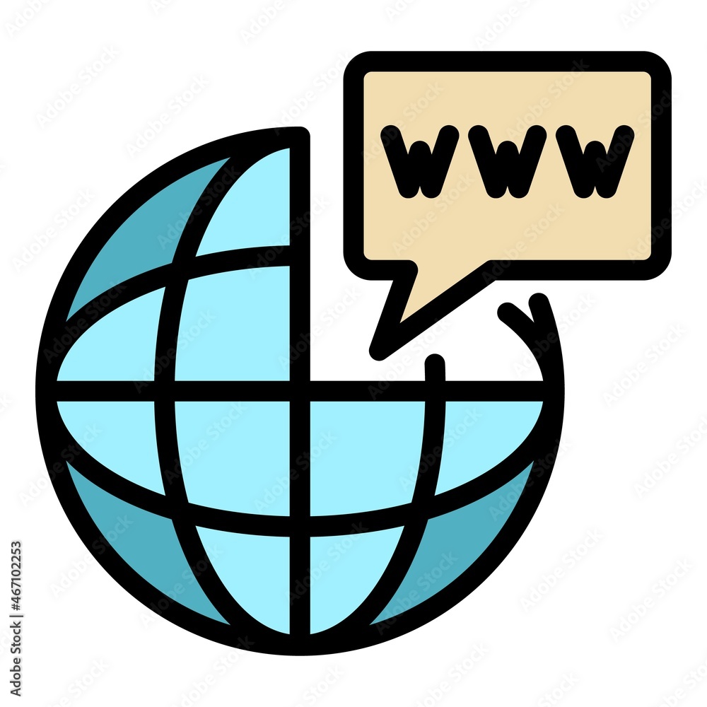 Poster web browser icon. outline web browser vector icon color flat isolated