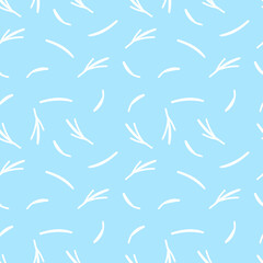 Seamless vector pattern with Christmas botanicals in white line on light blue background.Winter,floral,holiday print in doodle style hand drawn.Designs for textile,wrapping paper,fabric,scrapbooking.