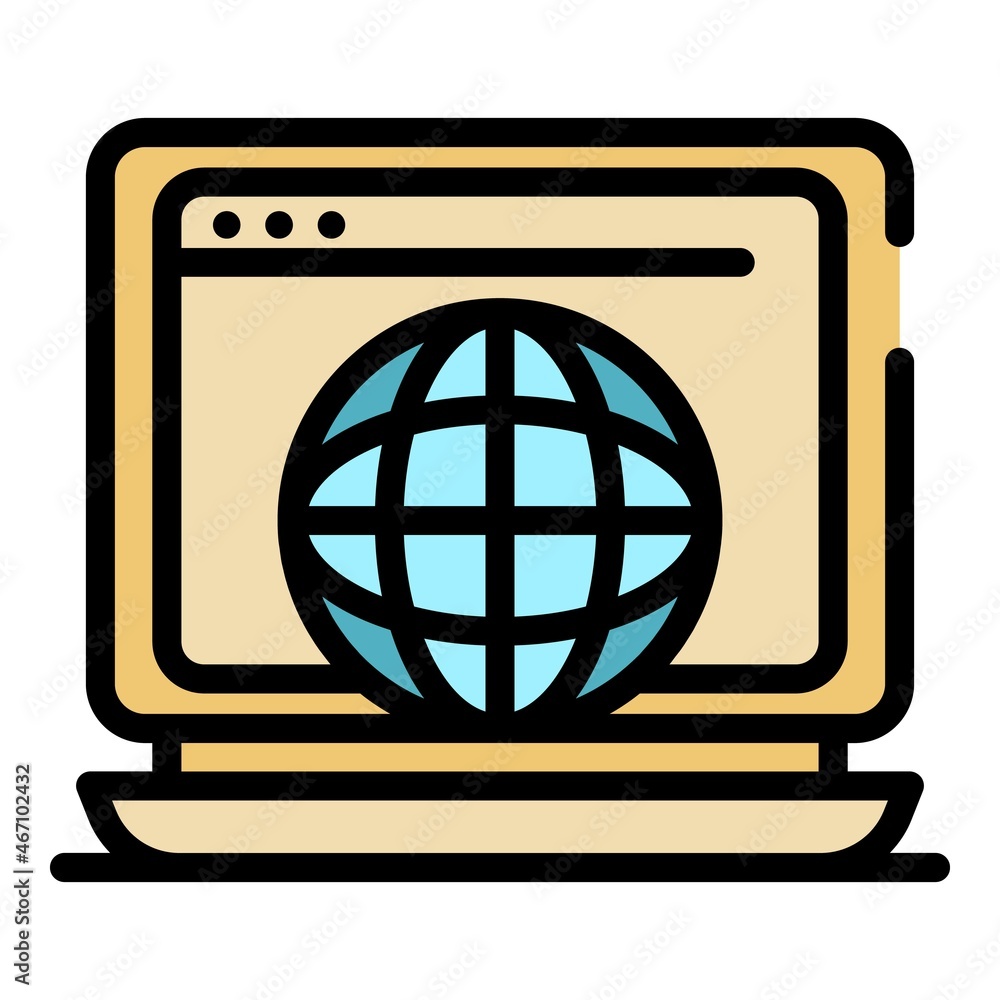 Poster computer browser icon. outline computer browser vector icon color flat isolated