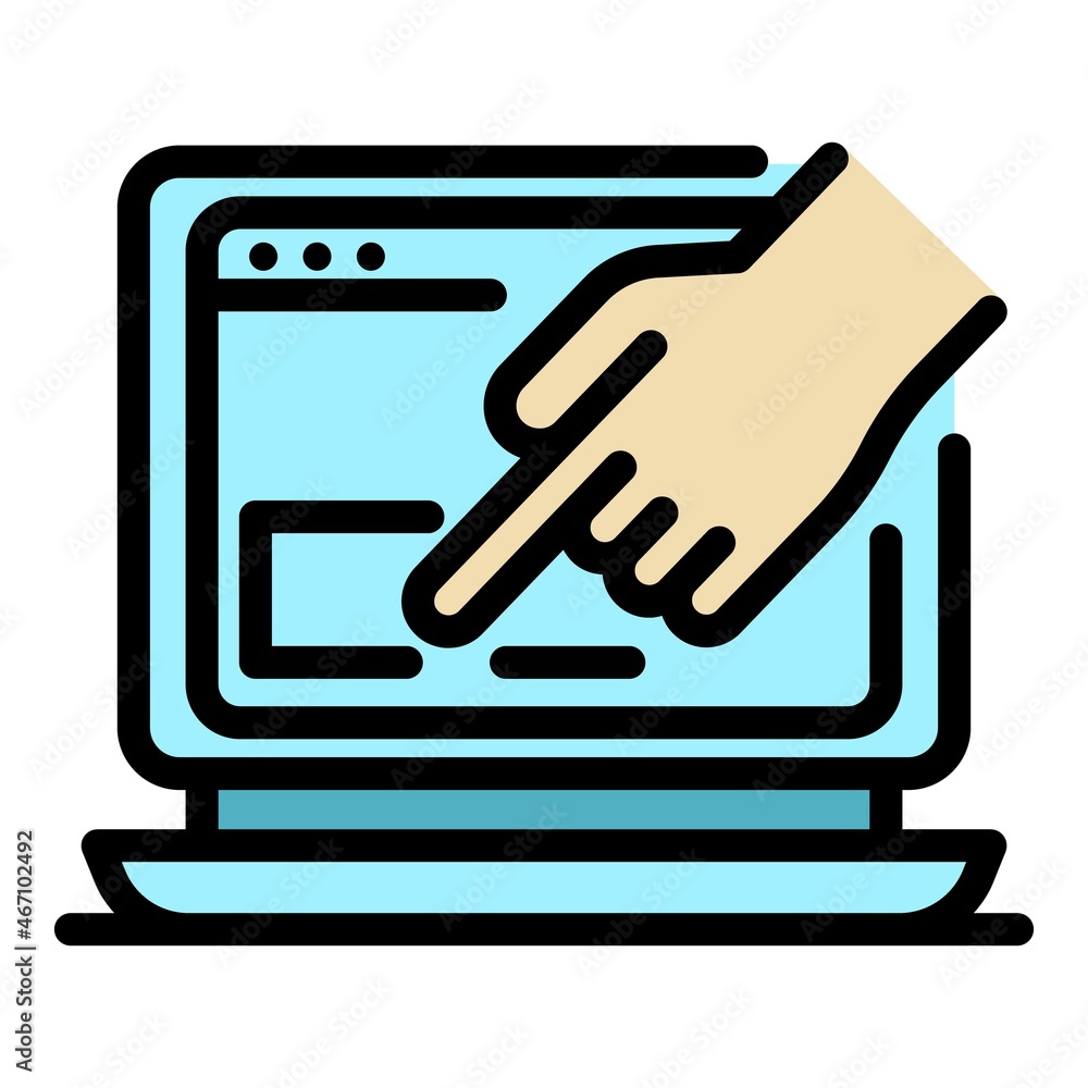 Poster click on browser icon. outline click on browser vector icon color flat isolated