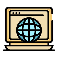 Computer browser icon. Outline computer browser vector icon color flat isolated