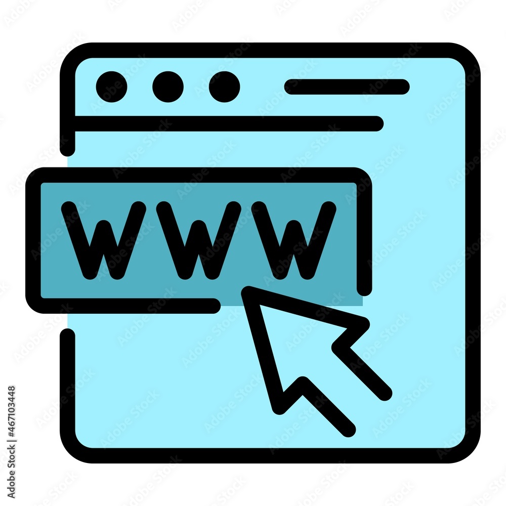 Poster browser window icon. outline browser window vector icon color flat isolated