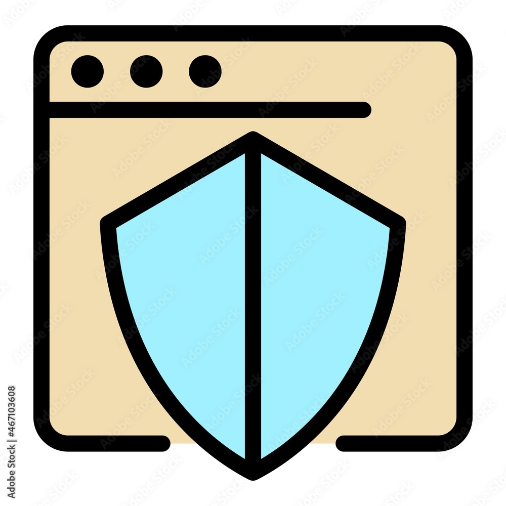 Aufkleber shield browser icon. outline shield browser vector icon color flat isolated