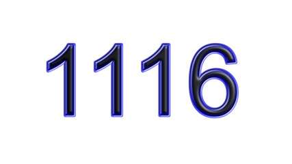 blue 1116 number 3d effect white background