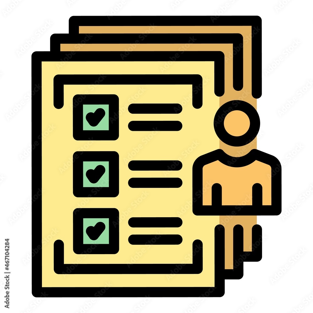 Poster certificate approved list icon. outline certificate approved list vector icon color flat isolated