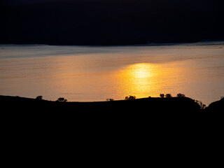 Fototapeta na wymiar Indonesia - Komodo National Park - Padar Island sunrise silhouettes