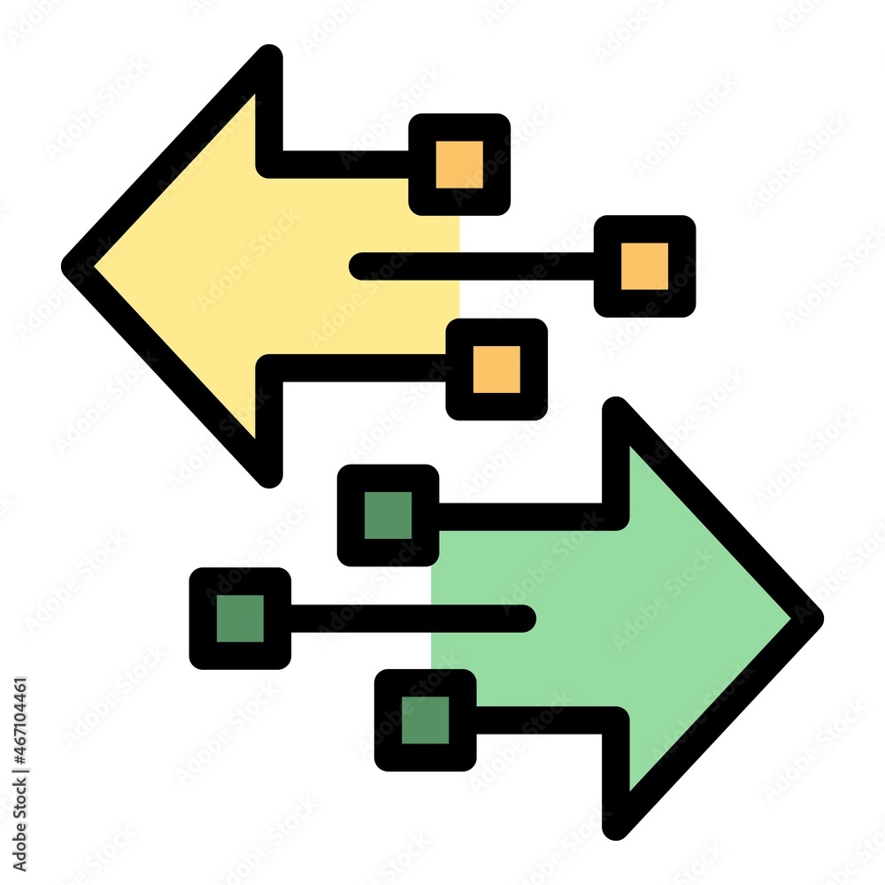 Poster certificate arrows icon. outline certificate arrows vector icon color flat isolated