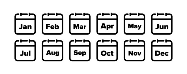 Calendar icon set. Planner, deadline. Vector EPS 10. Isolated on white background