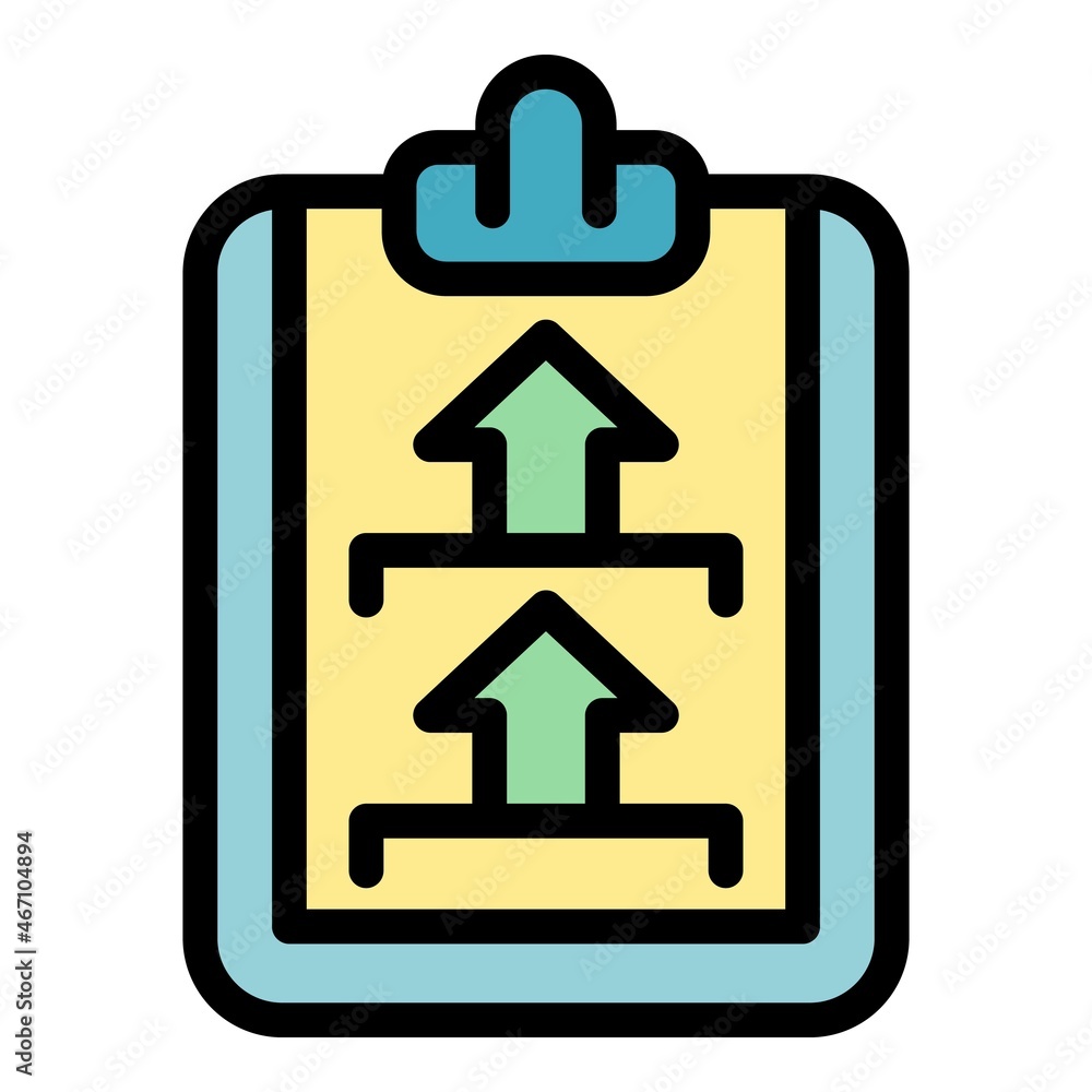 Poster mark clipboard certificate icon. outline mark clipboard certificate vector icon color flat isolated