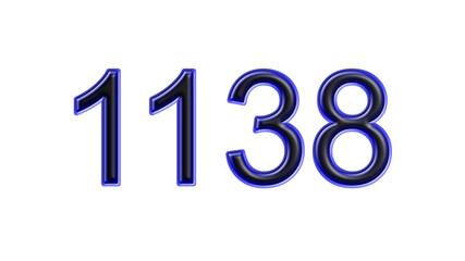 blue 1138 number 3d effect white background
