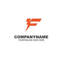 f letter flash thunder icon vector concept design template