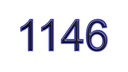 blue 1146 number 3d effect white background