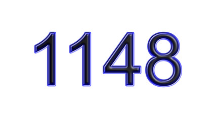 blue 1148 number 3d effect white background