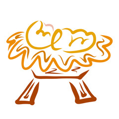 Little Savior, wrapped in diapers, lies on the hay in a manger