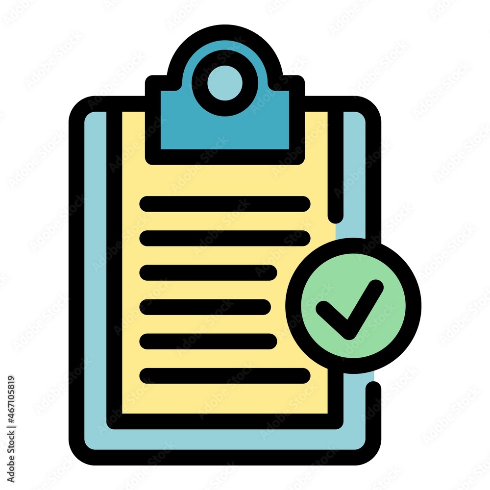 Poster norm certificate clipboard icon. outline norm certificate clipboard vector icon color flat isolated