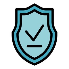 Shield certificate icon. Outline shield certificate vector icon color flat isolated