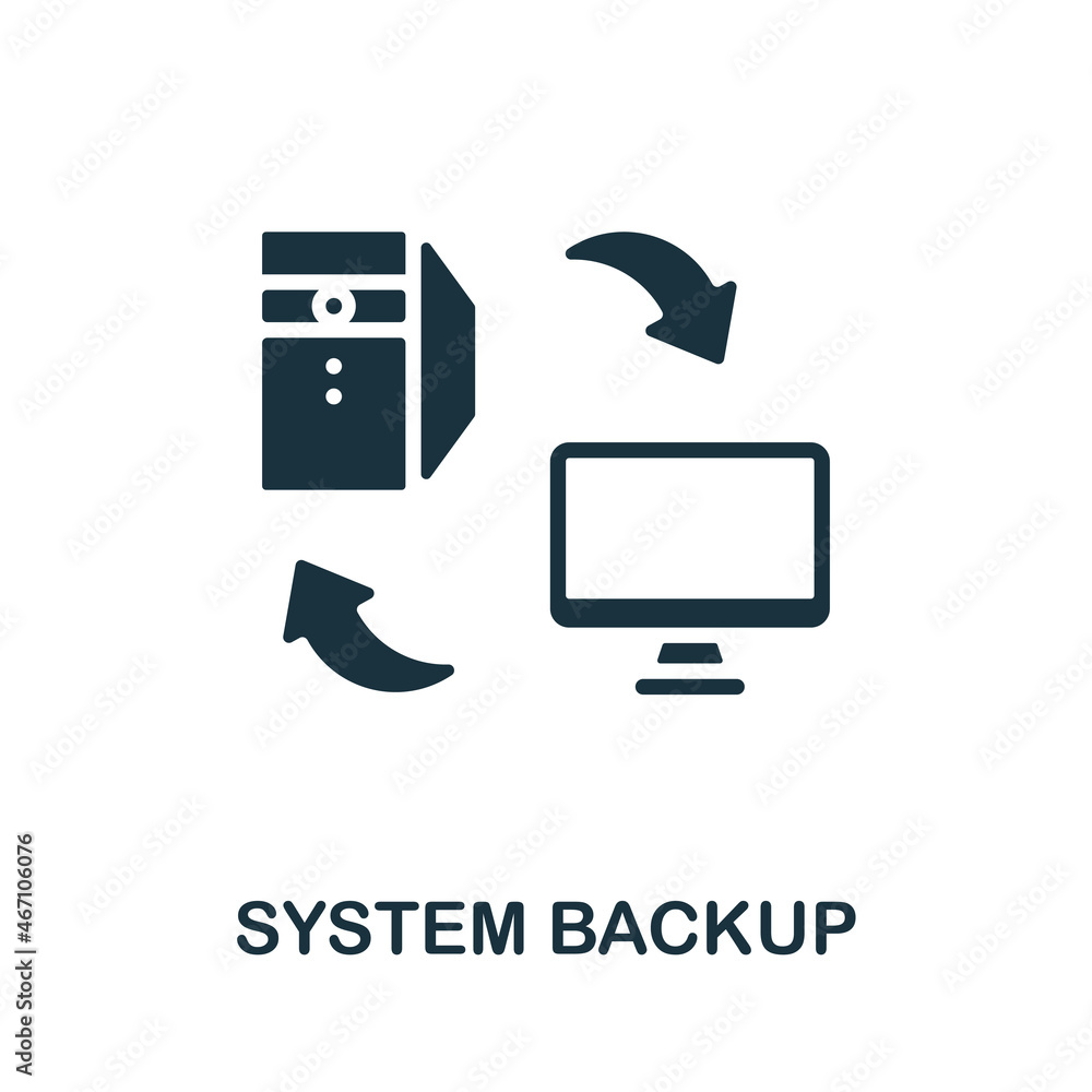Aufkleber system backup icon. monochrome sign from technology collection. creative system backup icon illustra