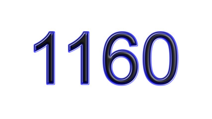 blue 1160 number 3d effect white background