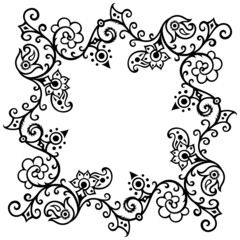 Floral hand drawn vector vintage border.