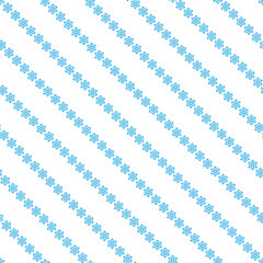 Winter seamless pattern with diagonal snowflakes strings on white background.
