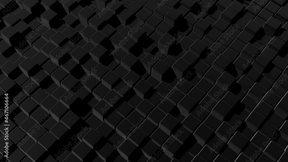 Poster 4k abstract looped dark background waves of cubes on plane. grid of cubes. vj bg for event, presenta