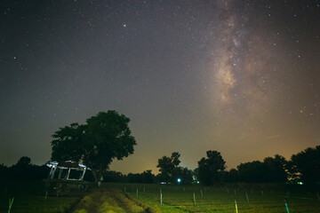 abstract long exposure photography of milky way and star in the night sky.