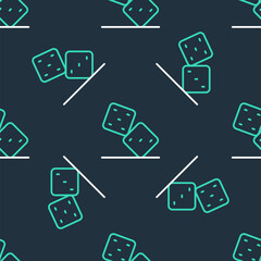 Line Game dice icon isolated seamless pattern on black background. Casino gambling. Vector