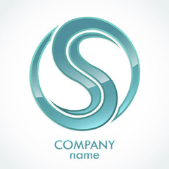 swirl circle design light blue color logo / S letter sign