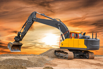 excavator at work on construction site