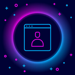 Glowing neon line Create account screen icon isolated on black background. Colorful outline concept. Vector