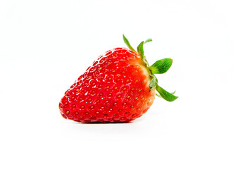 freshly picked organic strawberry isolated over white background, healthy eating. 