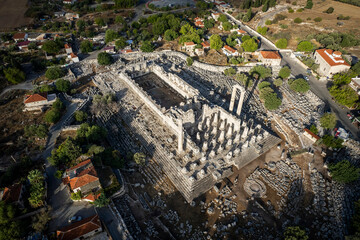 
Drone shot of Great Temple of Apollo in the ancient Didyma in Present Didim, Aydin, Turkey