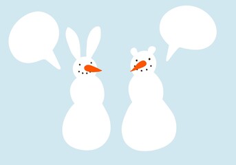Winter set with snowman on blue background for wallpaper and packaging 