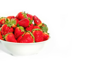 freshly picked organic strawberry isolated over white background, healthy eating. 
