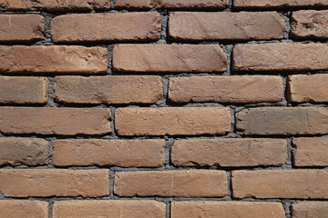 Front view of wall made of brown brick veneers